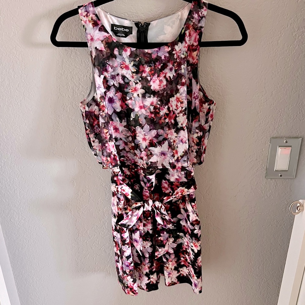 Bebe Floral Belted Romper